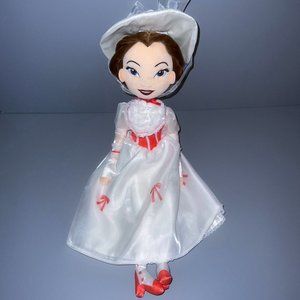 Disney Store Jolly Holiday Mary Poppins White Red Dress 18" Plush Doll Soft Toy